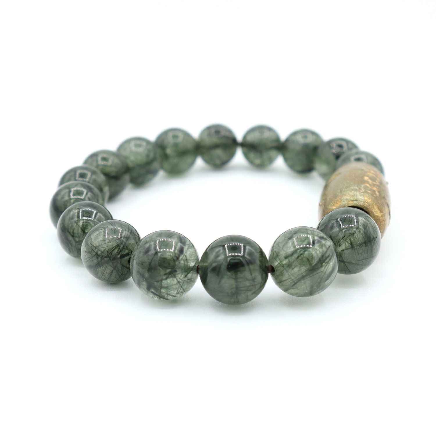 กำไล หินไหมเขียว Green Rutilated Quartz - สุริยมันตรา